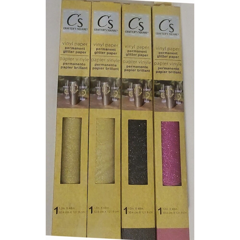 Crafters Vinyl Permanent Set of 8, Pink & 2 Gold Glitter 12" x 48" EA NEW